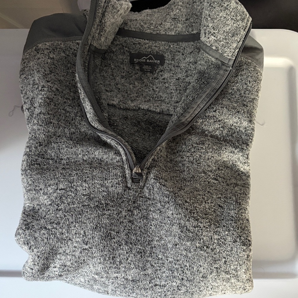 Eddie Bauer Men's Zip-Up Sweater in Heather Gray